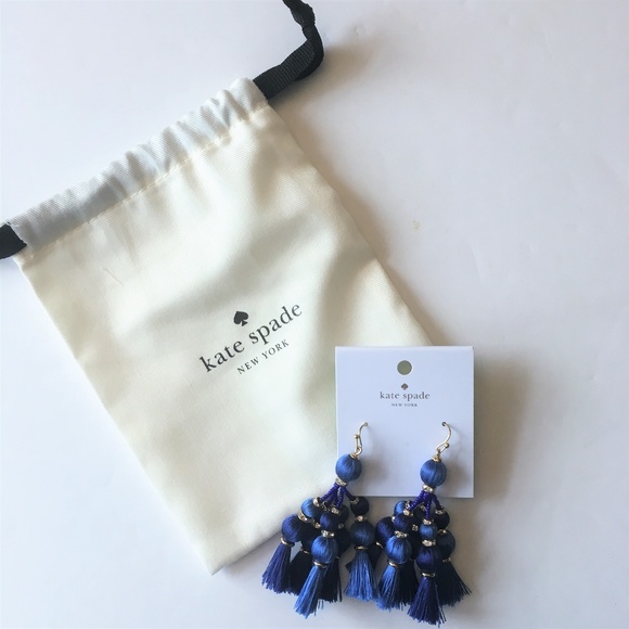 KATE SPADE Pretty Poms Tassel Dangle Earrings BLUE - Picture 4 of 6